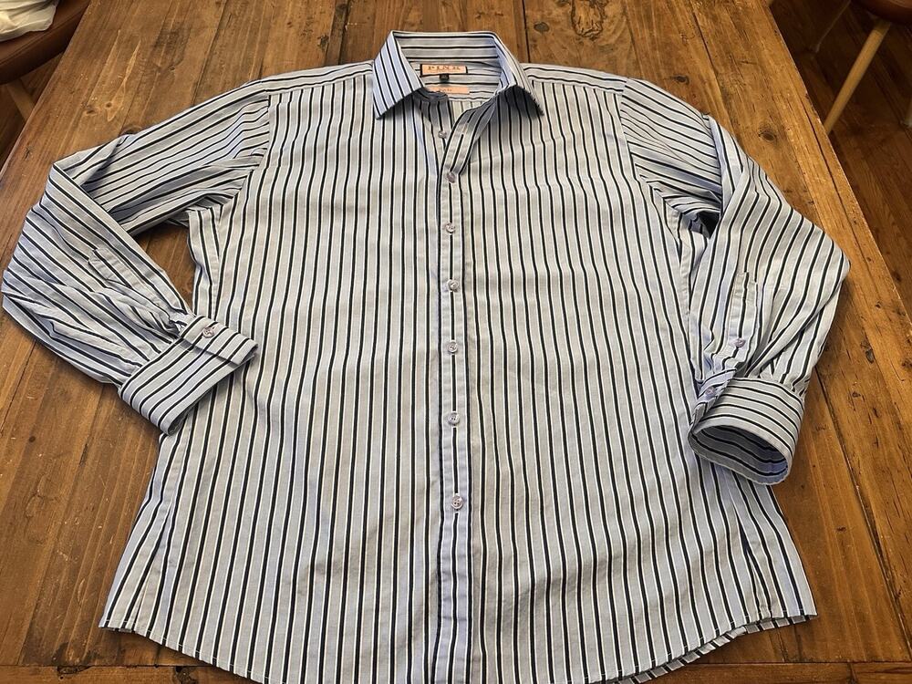 Pink Thomas Pink Men’s Button Shirt Size 16.5 42 Slim Fit Striped Office Preppy